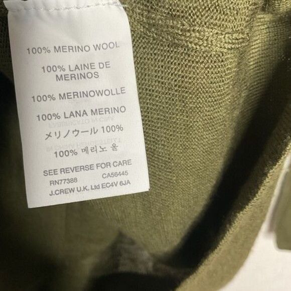 J. Crew 100% Merino Wool CrewNeck Sweater Women Size Medium Olive Green Oversize - Picture 5 of 10